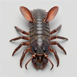 isopod, muscular body, chiroptera head, chiroptera ears, hyperrealism, artstation, cgsociety, zbrush, no background