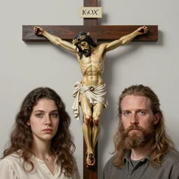 ultra detailed crucifixion masterpiece portrait by mark riddick, josan gonzalez, joseph michael linsner, dan mumford, symmetrical, majestic, epic, intricate linework, organic, hard edges, cmyk, screen printing poster