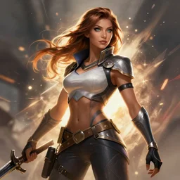 Holly Madison  as an Apex Legends character digital illustration portrait design by, Mark Brooks and Brad Kunkle detailed, gorgeous lighting, wide angle action dynamic portrait