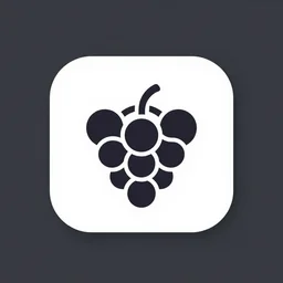 a modern logo of a grape, minimalistic icon, vector, app icon, logo for jam company