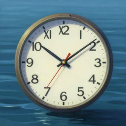 a clock floating on the sea, sharp focus, intricate, digital painting, concept art, illustration, trending on artstation, art by mary blair, wayne barlowe