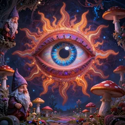 illuminati, all seeing eye, gnomes, psychedelic, mushrooms :: fractal sun