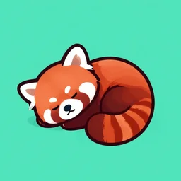 a cute red panda sleeping, digital art, icon, 2 d vector logo, cartoon