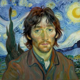 John Lennon portrait painted in Vincent van Gogh style - H 1024 - W 1024 - n 8 - i