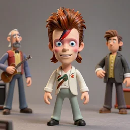 a caricature of david bowie as a cheeky pixar character claymation action figure, high quality, 8 k, soft lighting, diorama, realistic materials, by frank frazetta, simon bisley, jack kirby, marlene dumas