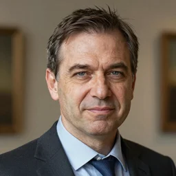 highly detailed portrait of a museum CEO with a smug expression