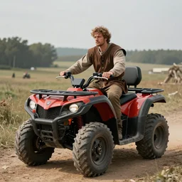 a guy on an all-terrain vehicle, medieval composition