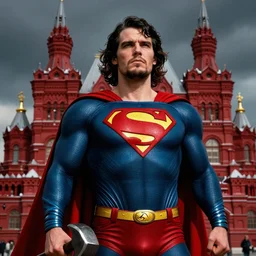 stalin as superman, red son, socialist realism, sovietwave aesthetic, hammer and sickle, red square moscow, artgem, photorealistic, detailed, intricate digital art, trending artstation, 8 k uhd, unreal 5, arnold gpu + octane workflow, volumetric lighting, rich moody colors, fan art, concept art, epic comic book style