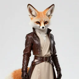 beautiful portrait of a female anthropomorphic furry fennec fox fursona wearing jedi robes. leather jacket. leather gloves. leather boots. leather belt. khaki cargo pants. character art by stanley artgerm lau, wlop, rossdraws, james jean, andrei riabovitchev, marc simonetti, and sakimichan, trending on artstation