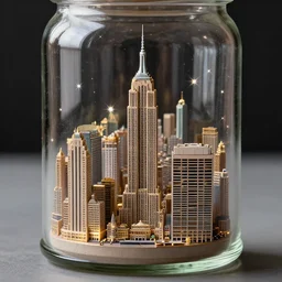mini model of new york city inside of a glass jar, ray tracing reflections, starburst, insanely detailed and intricate, hypermaximalist, elegant, ornate, hyper realistic, super detailed