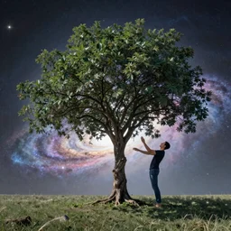 A tree turning into a man who’s turning into a galaxy