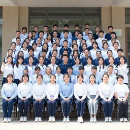 a graduating high school class taking their picture for the year book