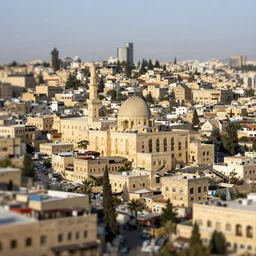 High quality tilt-shift photography of the old city of Damascus, 4K, UHD