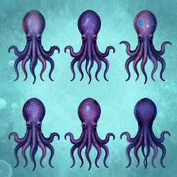 deep sea creature halloween character design sheets of variations of a vampire squid for night in the woods the video game Jamie Hewlett