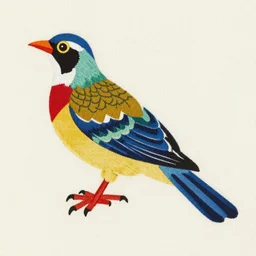 Andean textile showing a bird in vivid colors