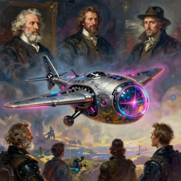 illustration of cyberbunk mechanical thopter from magic the gathering, fantasy, sci - fi, neon lighting, by syetlin velinov, rembrandt, caspar david friedrich, hikari shimoda, ilya kuvshinov, digital art painting, mid shot,