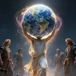 atlas the greek god carrying the globe on his back, particle effects, ethereal, dreamy, backlit, highly detailed, soft ambient lighting, sharp focus, rule of thirds, epic, masterpiece, digital art, artgerm, wlop, arney freytag, rossdraws, frank frazetta, andrei riabovitchev, hd, octane, 4 k