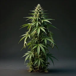 Humanoid in the shape of a cannabis plant, realistic artstyle, wide shot, dramatic lighting, octane render, hyperrealistic, high quality, highly detailed, HD, beautiful, cinematic, 8k, unreal engine, facial accuracy, symmetrical