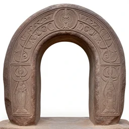 a spiritual selknam stone arch, engraving by gustav dure, aboriginal, symmetrically centered, close shot