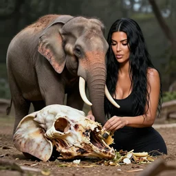 the kardashian eating a dead elephant, grotesque, ultra hd, unreal engine