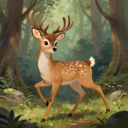 digital painting. anthropomorphic female deer fursona, doe fursona, frolicking in the woods, by katiehofgard. intricate, highly detailed background. 4 k. trending on artstation.
