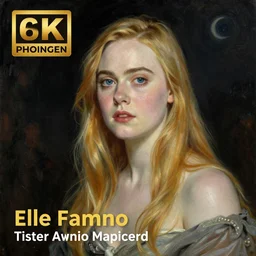 Painting of Elle Fanning by John Sargent. Night. Extremely detailed. 4K. Award winning.
