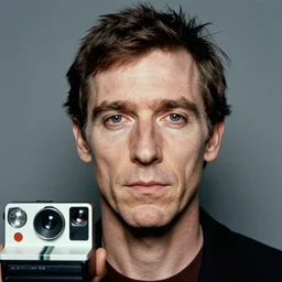 Mugshot Portrait of Andy Warhol, taken in the 1970s, photo taken on a 1970s polaroid camera, grainy, real life, hyperrealistic, ultra realistic, realistic, highly detailed, epic, HD quality, 8k resolution, body and headshot, film still, front facing, front view, headshot and bodyshot, detailed face, very detailed face