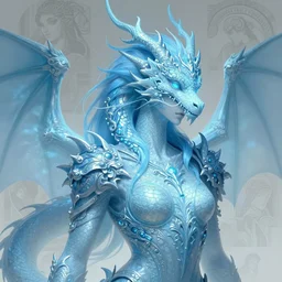 Portrait of an azure ghostly dragon person, HD, illustration, epic, D&D, fantasy, intricate, elegant, highly detailed, digital painting, artstation, concept art, smooth, sharp focus, illustration, art by artgerm and greg rutkowski and alphonse mucha, monster hunter illustrations art book