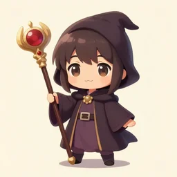 cute little anime girl, wielding a magic staff, tiny, small, short, Wizard robe, cute and adorable, pretty, beautiful, Anime character art portrait, matte fantasy painting, DeviantArt Artstation, by Jason Felix by Steve Argyle by Tyler Jacobson by Peter Mohrbacher, cinema