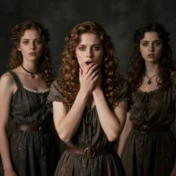 choking old timey gorgeous women background dark and mysterious light illuminates under