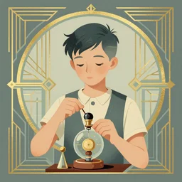 ( ( ( ( ( 1 9 5 0 s retro future art deco boy inventer design. muted colors. ) ) ) ) ) by jean - baptiste monge!!!!!!!!!!!!!!!!!!!!!!!!!!!!!!
