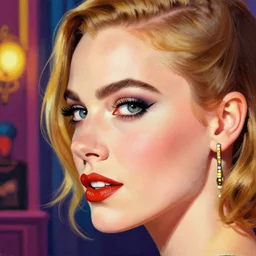 closeup profile otto dix face portrait of cara delevingne, hyper realistic, artstation, illustration, digital paint, matte paint, vivid colors, bright, cheerful, detailed and intricate 1 9 3 0 s cabaret evironment