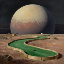 mini golf on Pluto, painting