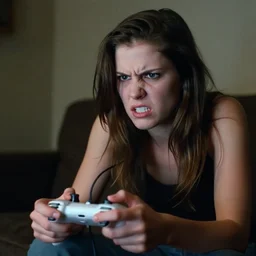 2 0 0 4 home video, grainy 2 4 0 p footage, angriest girl, angry girl flipping the bird, playing video game, bad video game