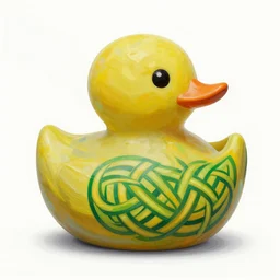 abstract, rubber duck painting in the style of frank stella!, celtic knot patterns,