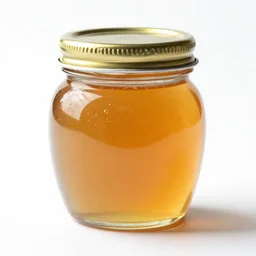 ivory jar of honey, photorealistic, isolated on a pure white background, centered, entire object in frame, sharp focus, soft studio lighting