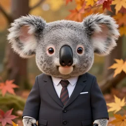 very beautiful portrait of an extremely cute and adorable koala wearing suit, perfect face, fantasy, character design by mark ryden and pixar and hayao miyazaki, sharp focus, concept art, harvest fall vibrancy, intricate detail, cinematic lighting, hyperrealistic, 3 5 mm, diorama macro photography, 8 k, 4 k