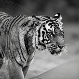 abstractly lines picture of tiger black and white scheme