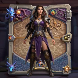 Full body Hearthstone official professional art, with realistic beautiful face & eyes. A sorceress finding a treasure. Insanely coherent and well drawned physical body parts (face, legs, hair, eyes, arms, forearms, hands, 5 fingers). Full body, sharp focus, 8k high definition, insanely detailed, intricate, elegant, smooth, sharp focus, ArtStation