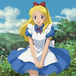 beautiful anime art of alice in wonderland as an anime catgirl, studio ghibli, artstation, highly detailed, anime key visual
