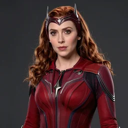 A portrait of elizabeth Olsen in scarlet witch costume, cinematic, digital art, amazing detail