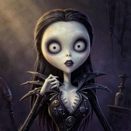 grunge cartoon drawing of a cute chucky by - michael karcz , in the style of corpse bride, loony toons style, horror themed, detailed, elegant, intricate