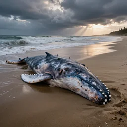 dead whale washed up on a beach