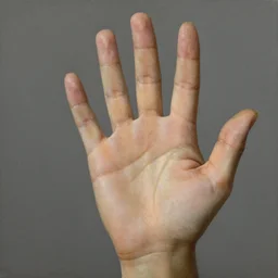 study of a right palm with 5!! five!!! straight fingers, detailed, precise, studio lighting, oil painting, matte painting, award - winning, by rembrandt