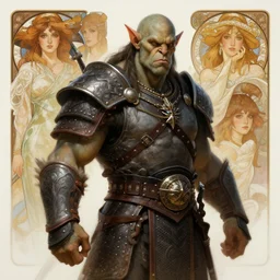 portrait of an orc warrior, path traced, highly detailed, high quality, digital painting, alena aenami, lilia alvarado, shinji aramaki, karol bak, alphonse mucha, tom bagshaw