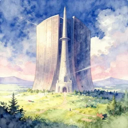 the coming AI singularity, ultrawide watercolor, anime