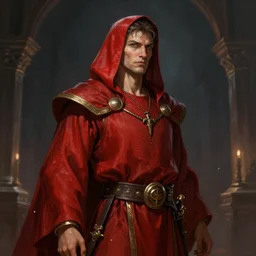 a fantasy comic book style portrait painting of red priest in lord of mysteries, unreal 5, daz, hyper realistic, octane render, rpg portrait, ambient light, dynamic lighting