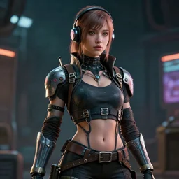 an ultradetailed portrait of aubrey plaza female dieselpunk cyber warrior, by tian zi trending on artstation : 1. 7, cinematic lights, thomas kinkade, 4 k octane render, artstation, pinterest