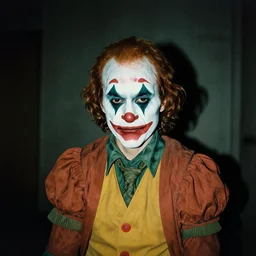 creepy disposable camera photo of a sad clown | horror | nightmare