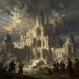 neoclassical magical fantasy city. by henriette ronner - knip, by william henry hunt, by rembrandt, by joseph mallord william turner, by konstantin razumov, concept art,